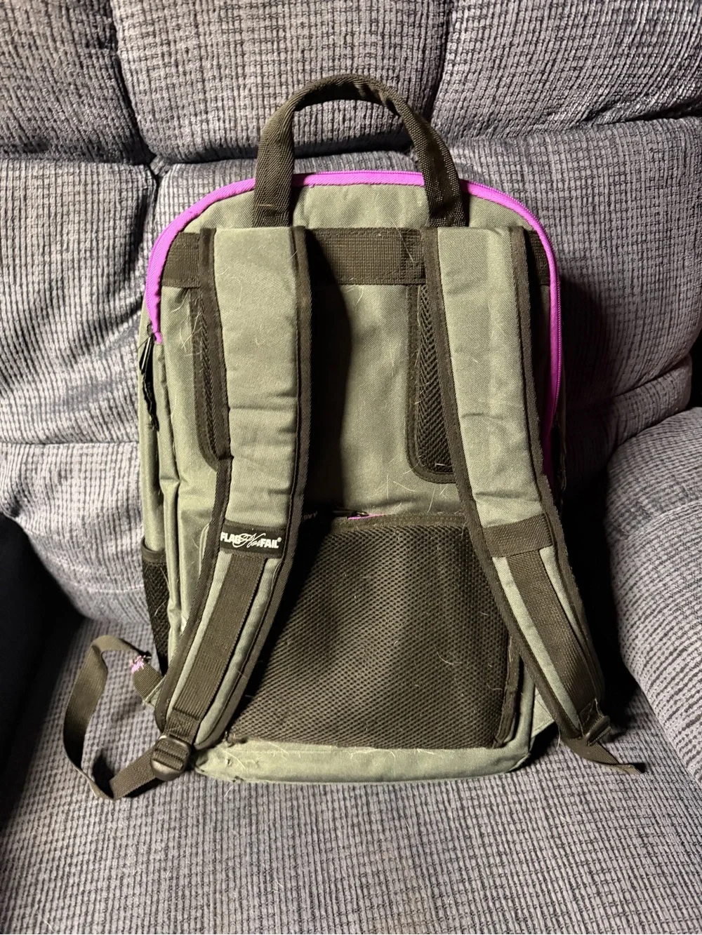Flag Nor Fail Grey Men's Backpack with Purple Accents